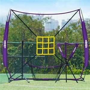 7x7 Feet Baseball Softball Hitting Pitching Net Tee Caddy Set with Strike Zone